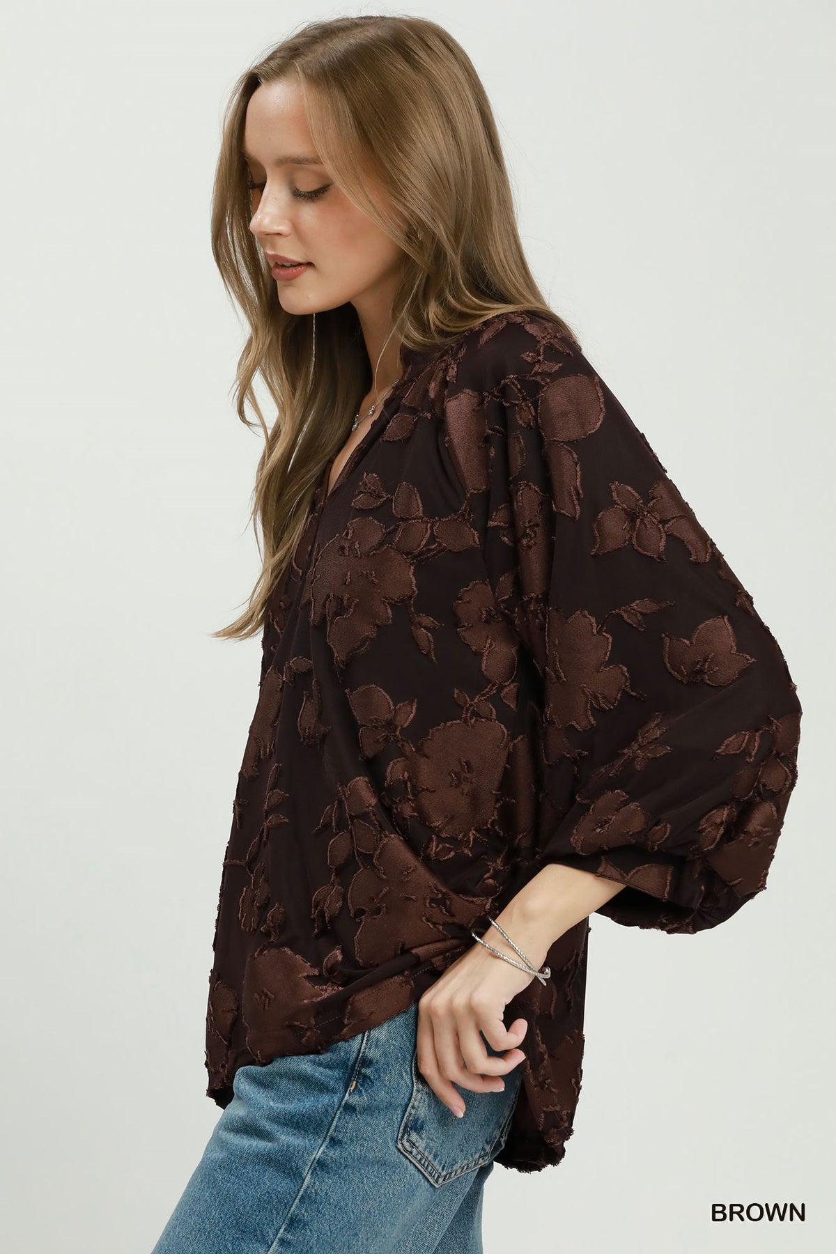 Gianna Brown Flower Top