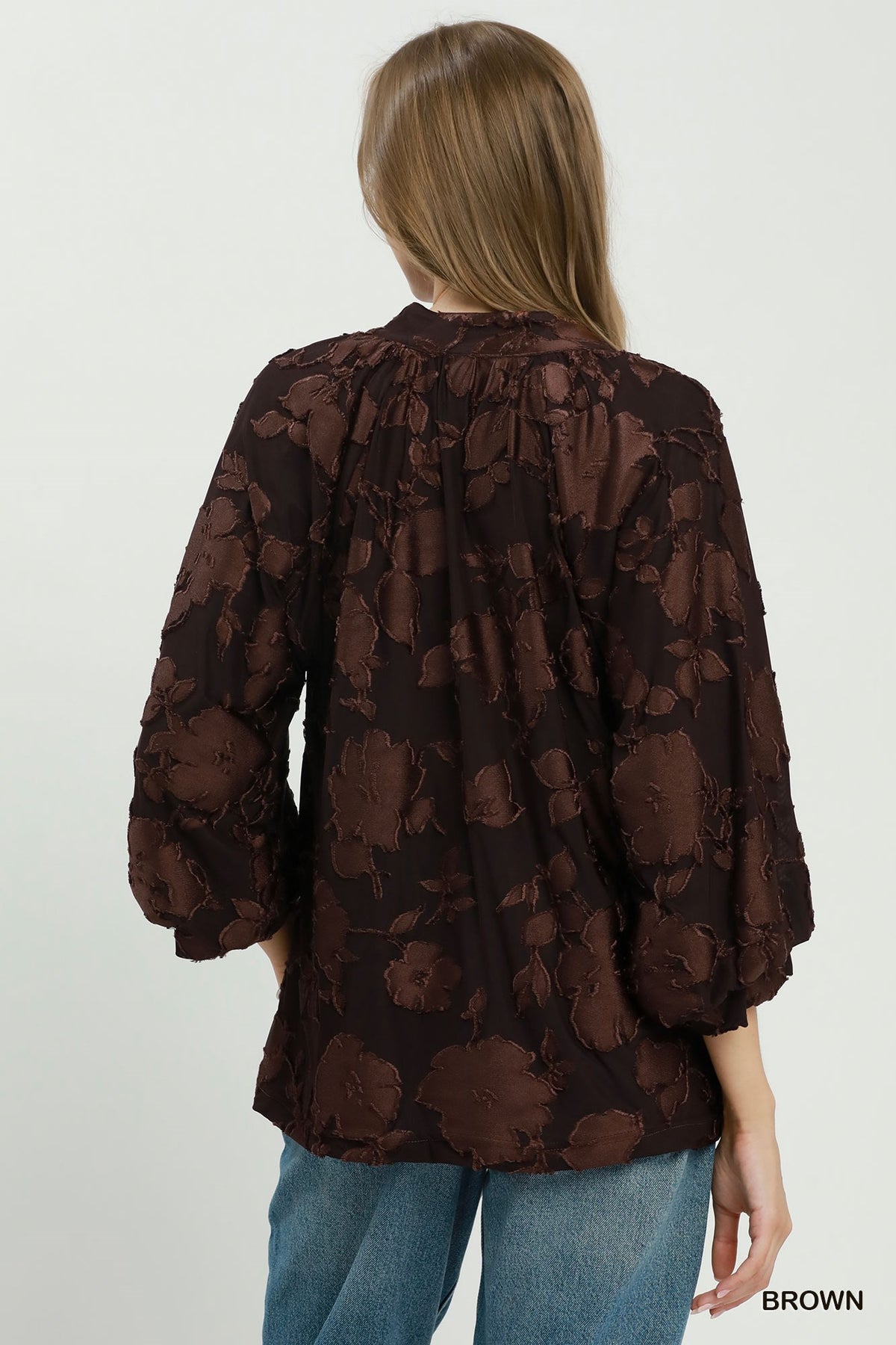 Gianna Brown Flower Top