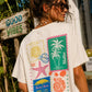 Tropical Stamps Front and Back Cream T-Shirt