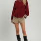 Gia Burgundy Gingham Cuff Top