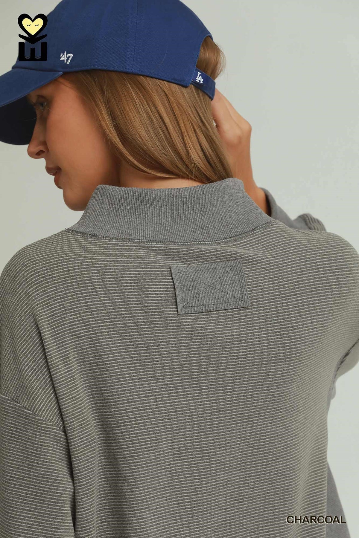 Goldie Charcoal Ribbed Mockneck