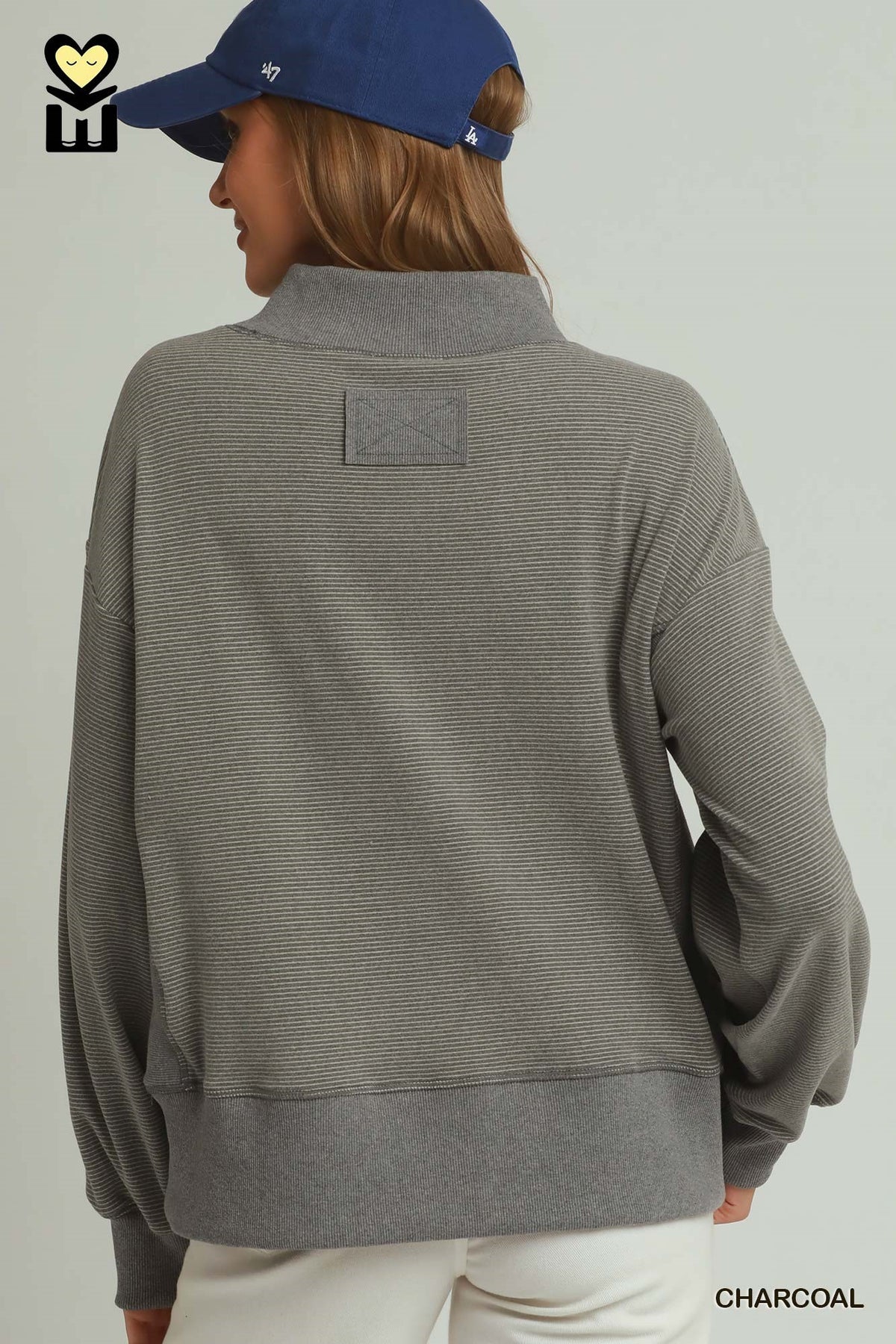 Goldie Charcoal Ribbed Mockneck