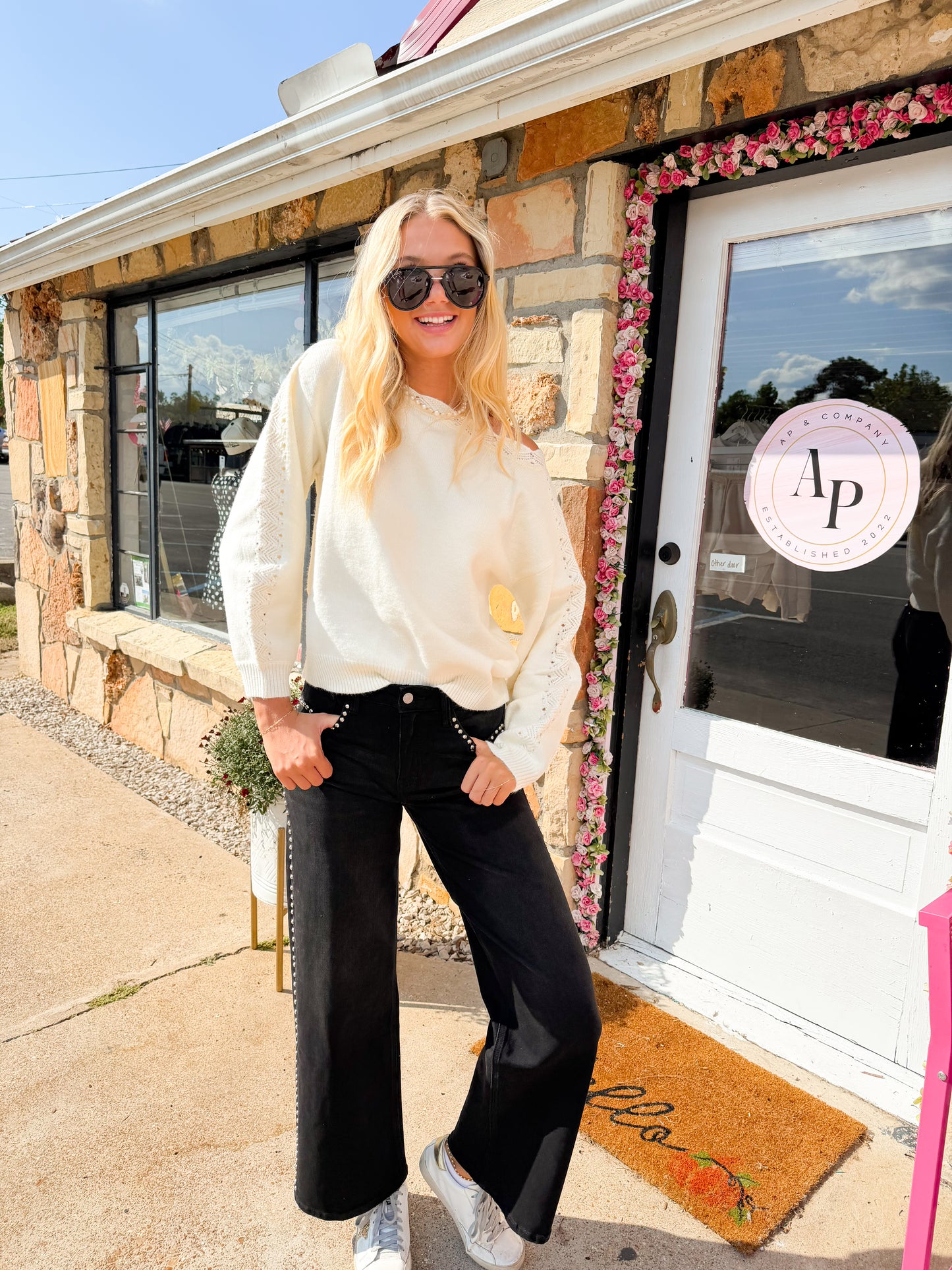 Sarah Cream Boat Neck Top