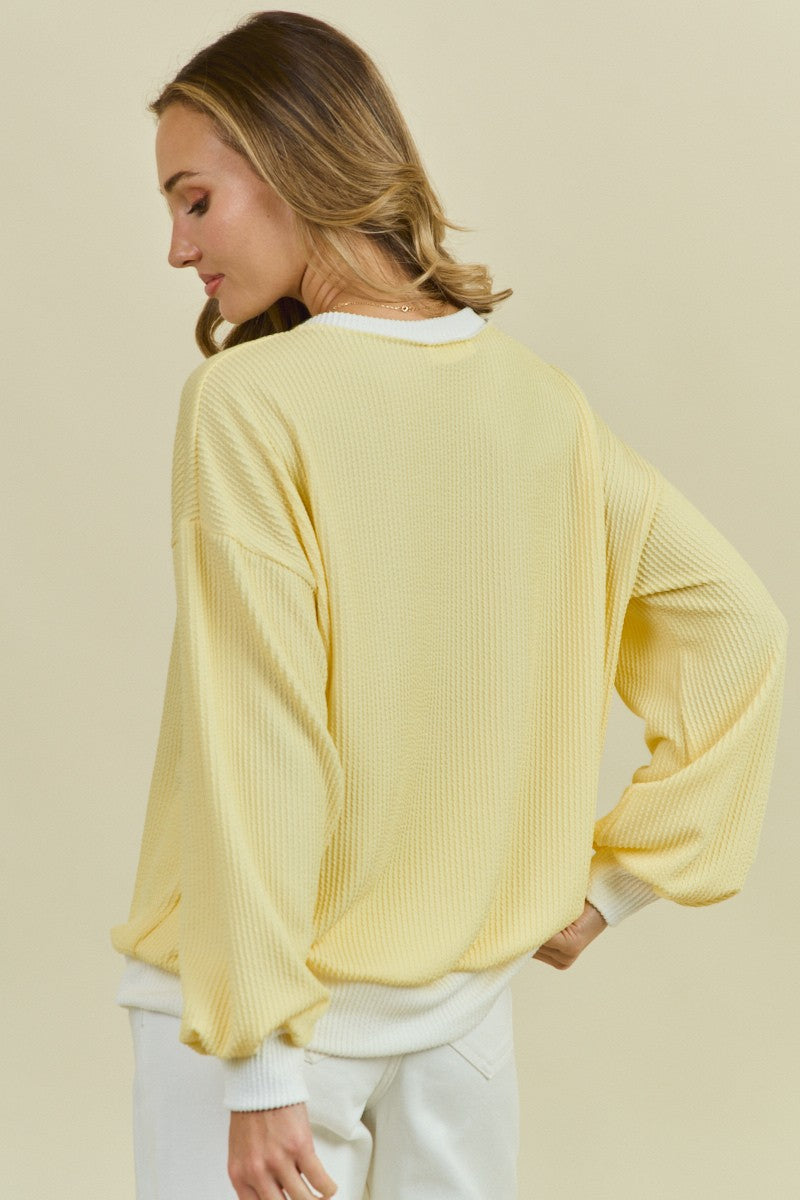 Lily Yellow Ribbed Top