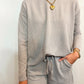Rib Long Sleeve Tee & Shorts Set Silver