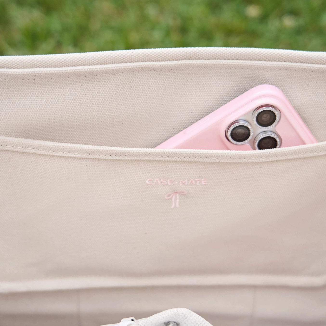 Case-Mate Canvas Tote - Canvas Ballet Pink  Bow