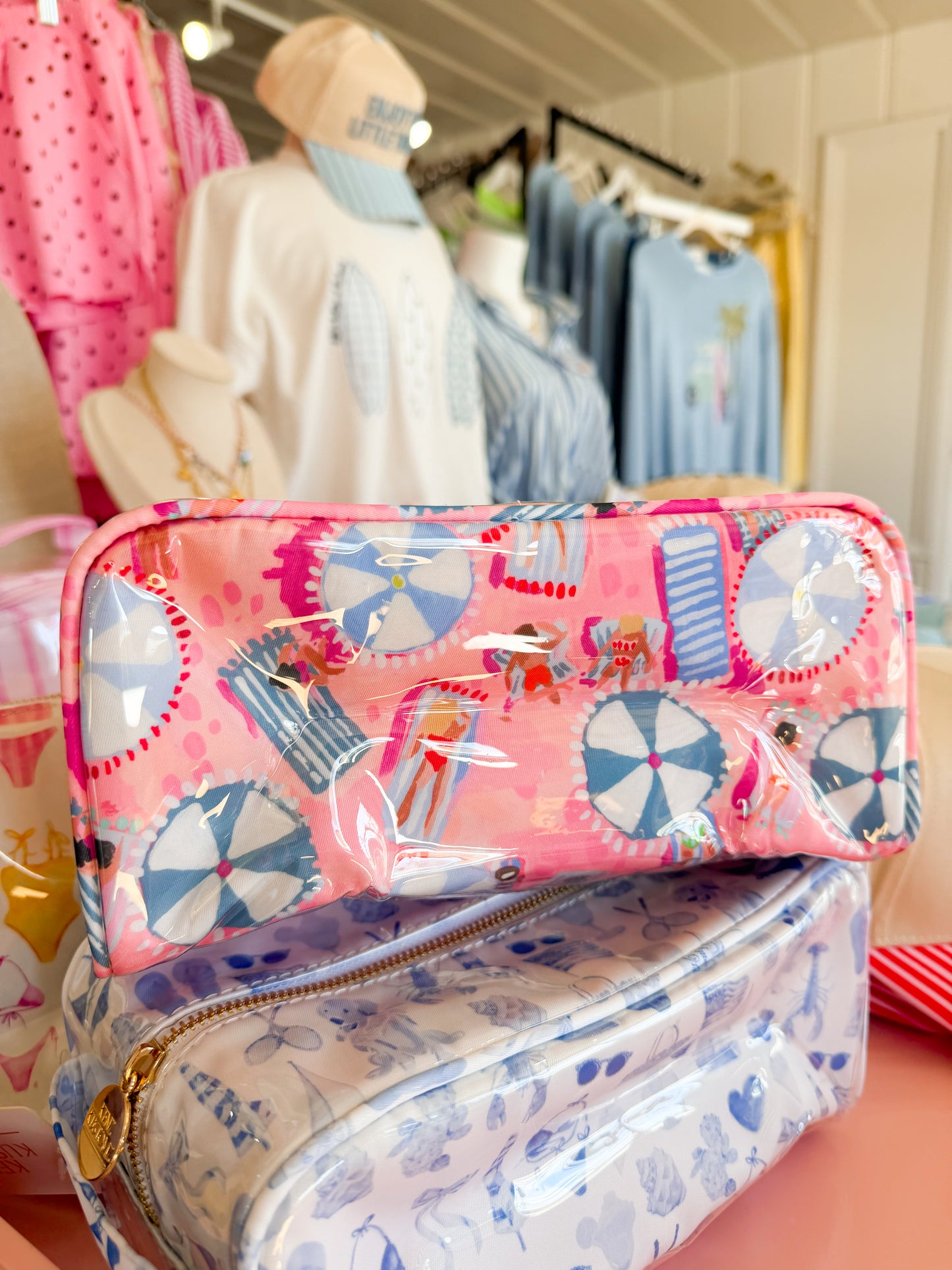 Pink Beach Clear Coat Toiletry Bag