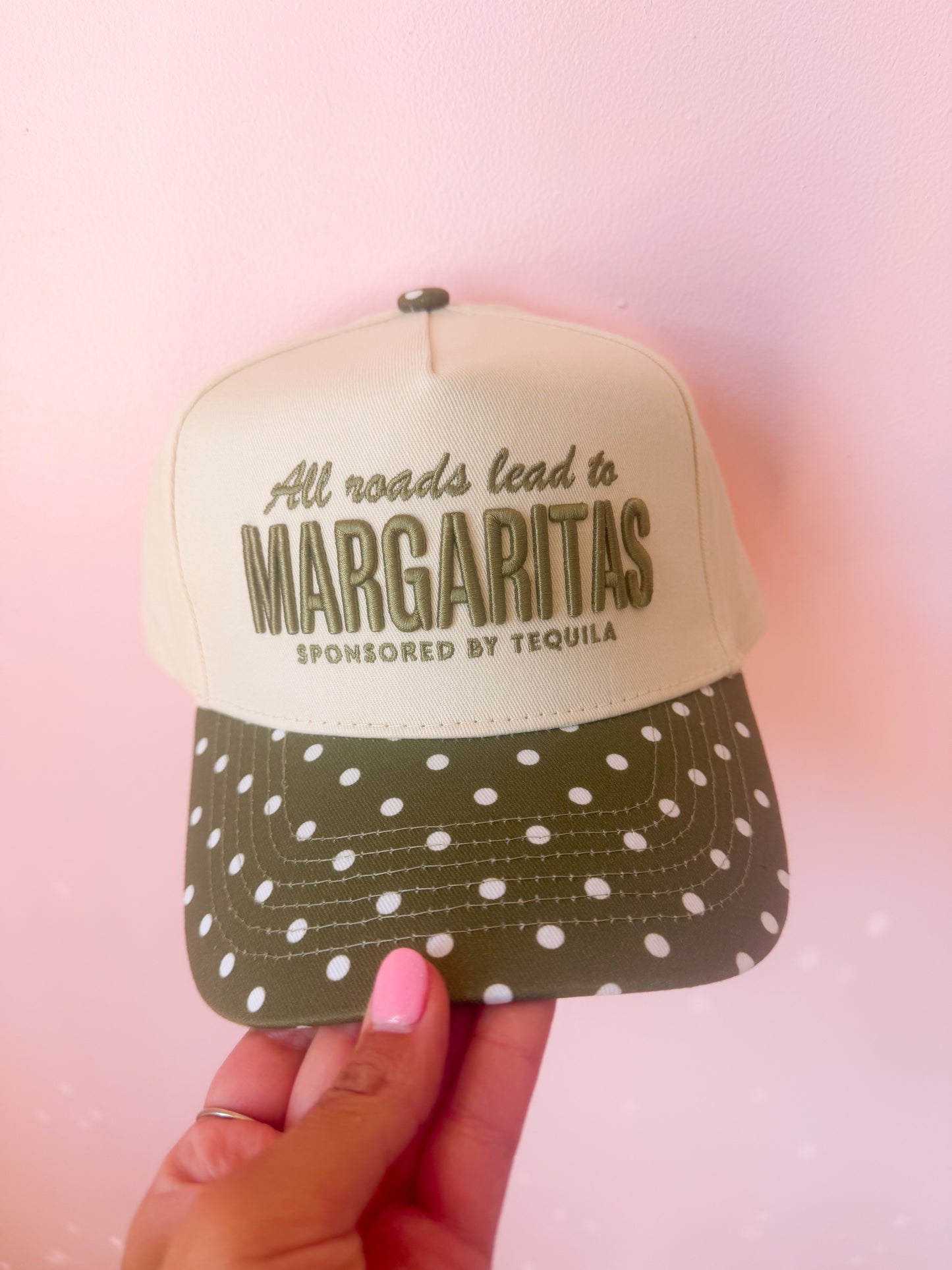 All Roads Lead to Margaritas - Green Polka Dot Trucker Hat