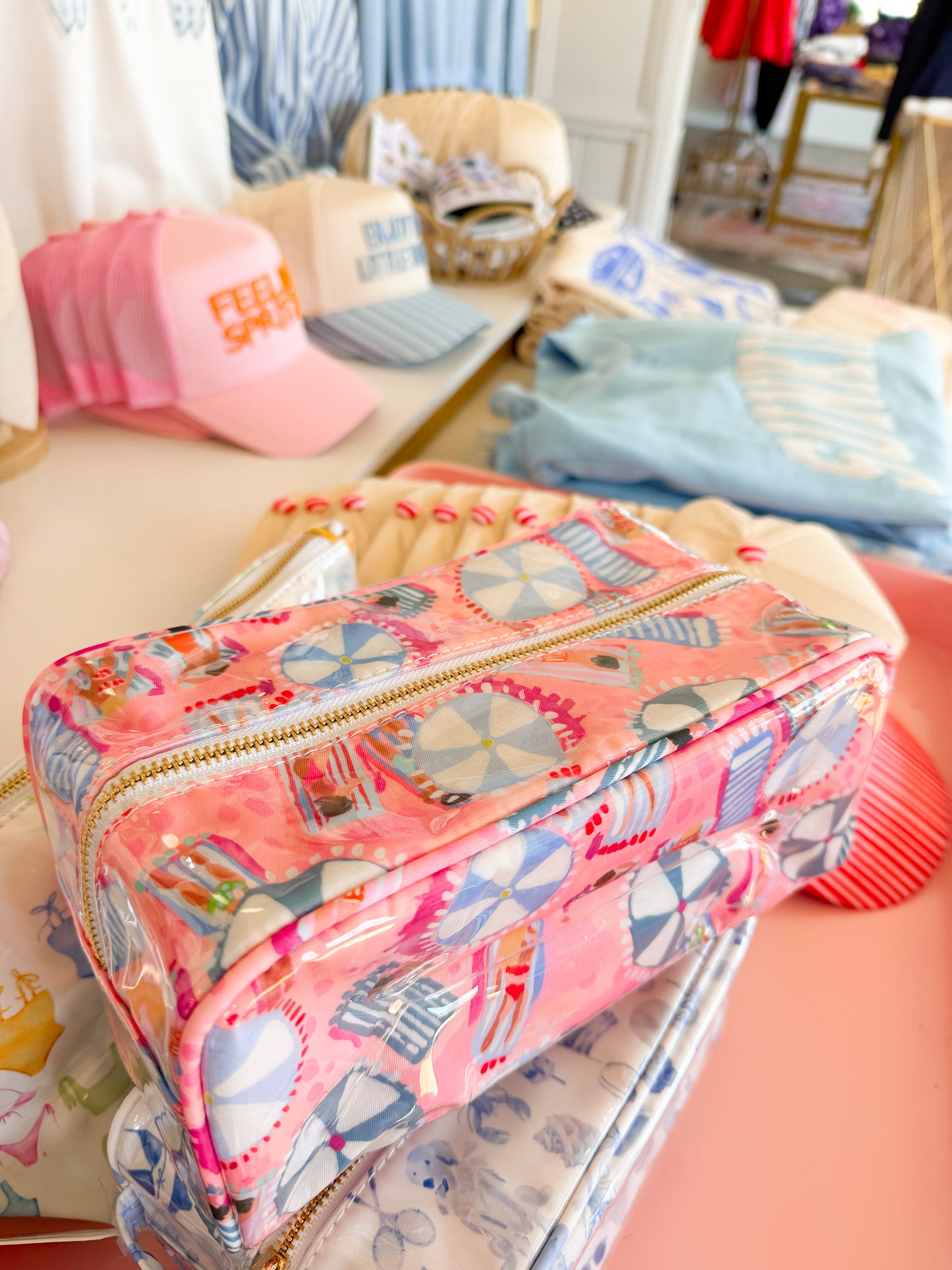 Pink Beach Clear Coat Toiletry Bag