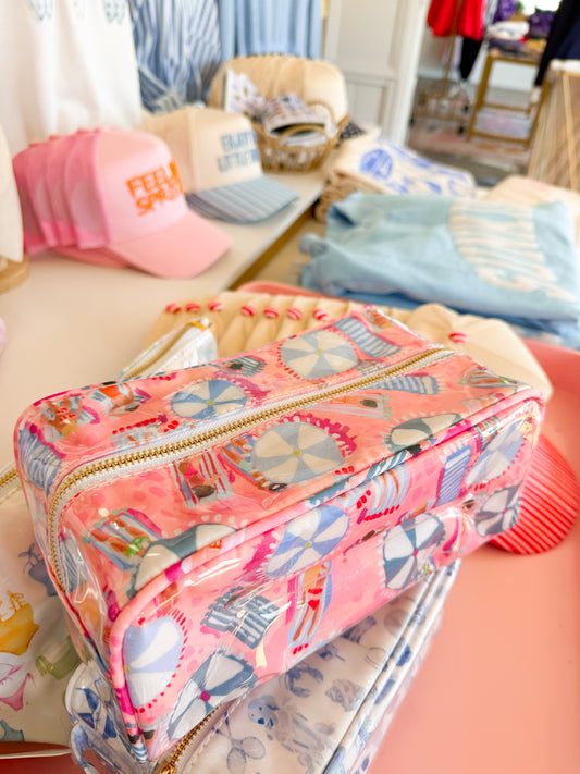 Pink Beach Clear Coat Toiletry Bag
