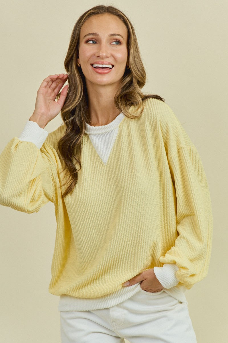 Lily Yellow Ribbed Top