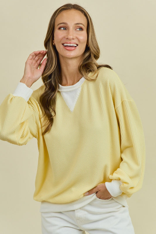 Lily Yellow Ribbed Top