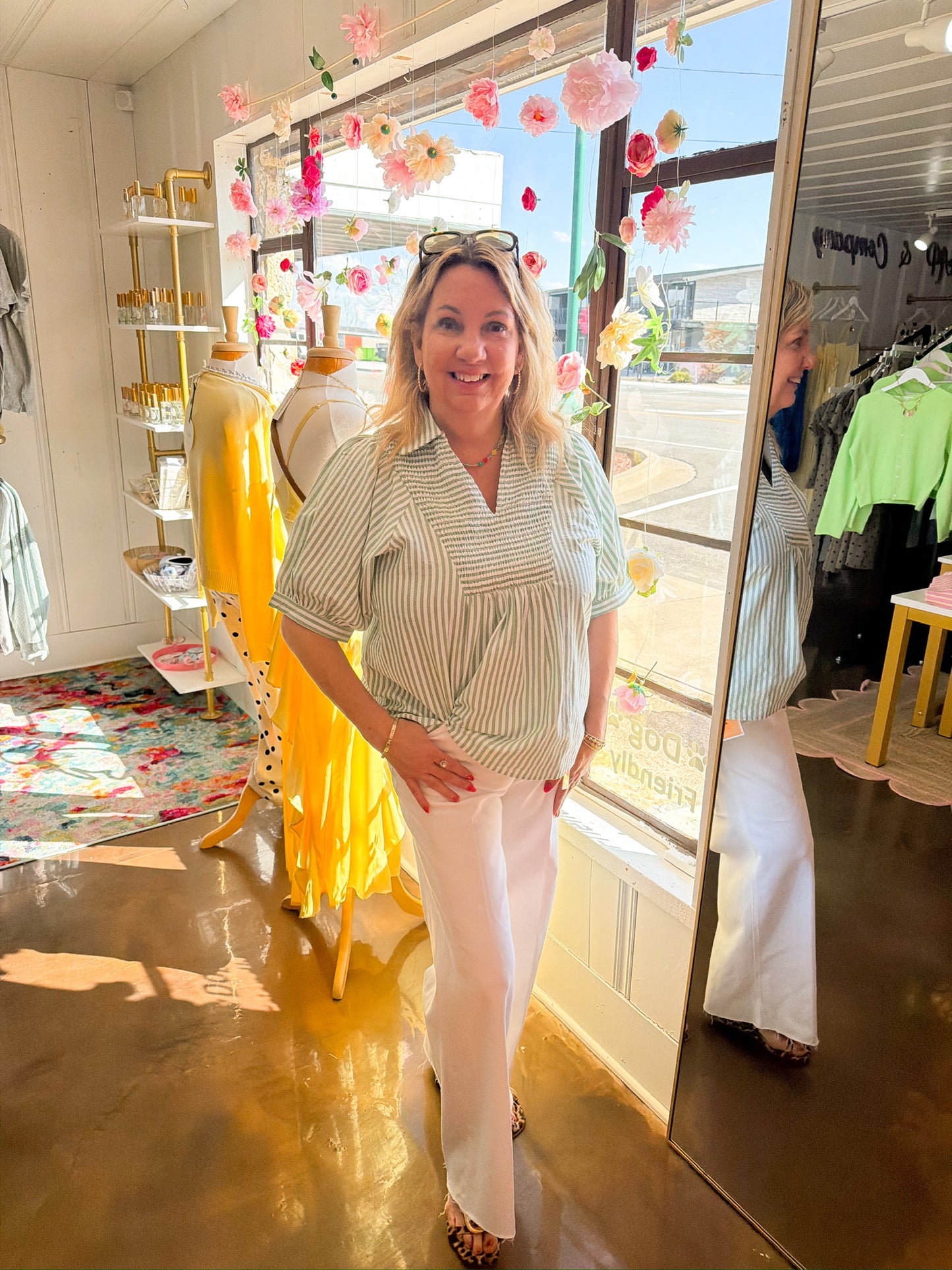 Ella Sage Striped Top