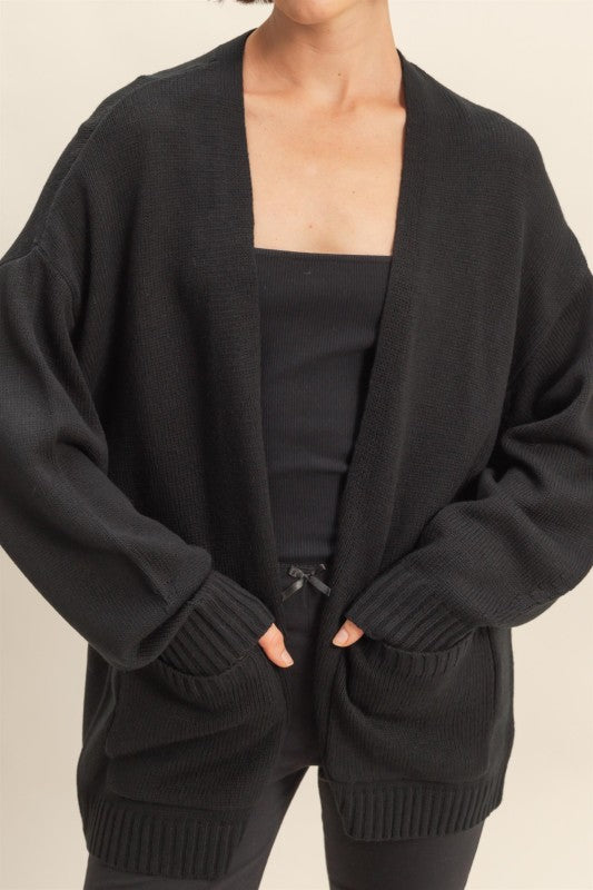 Haley Cardigan Sweater With Pockets Black