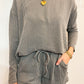 Rib Long Sleeve Tee & Shorts Set Grey