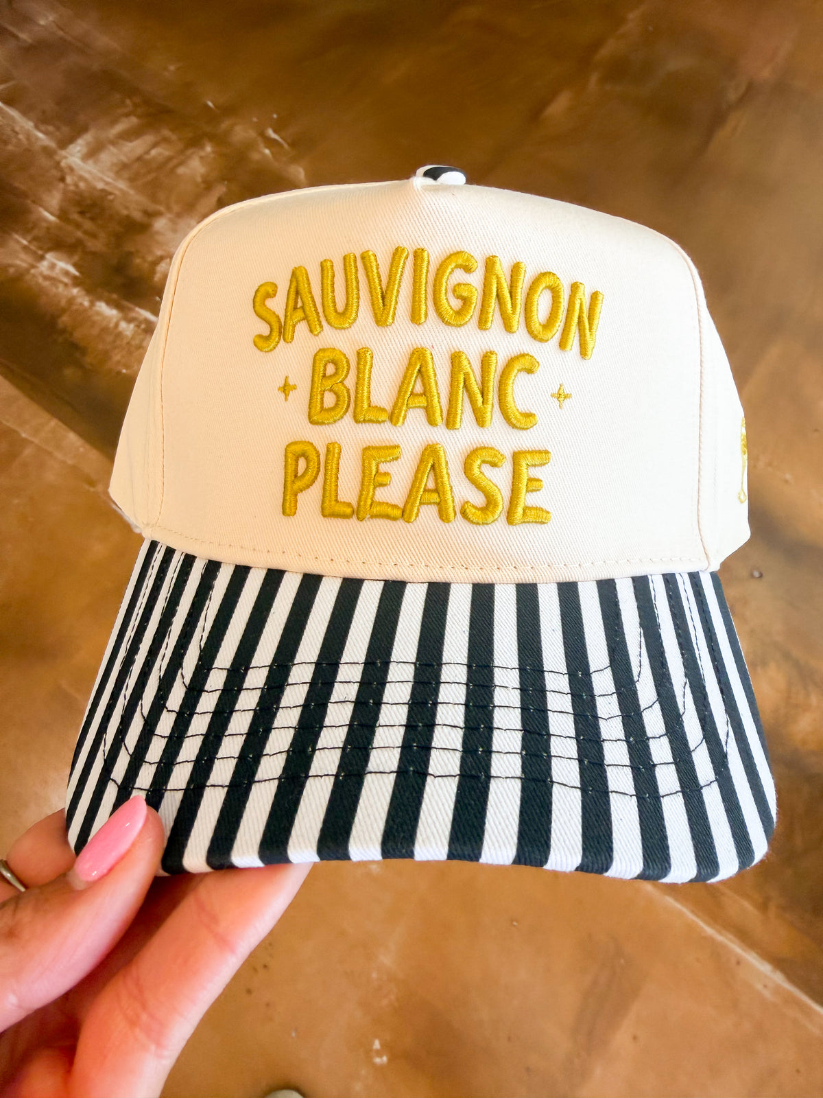 Sauvignon Blanc Please - Black & White Stripe Trucker Hat