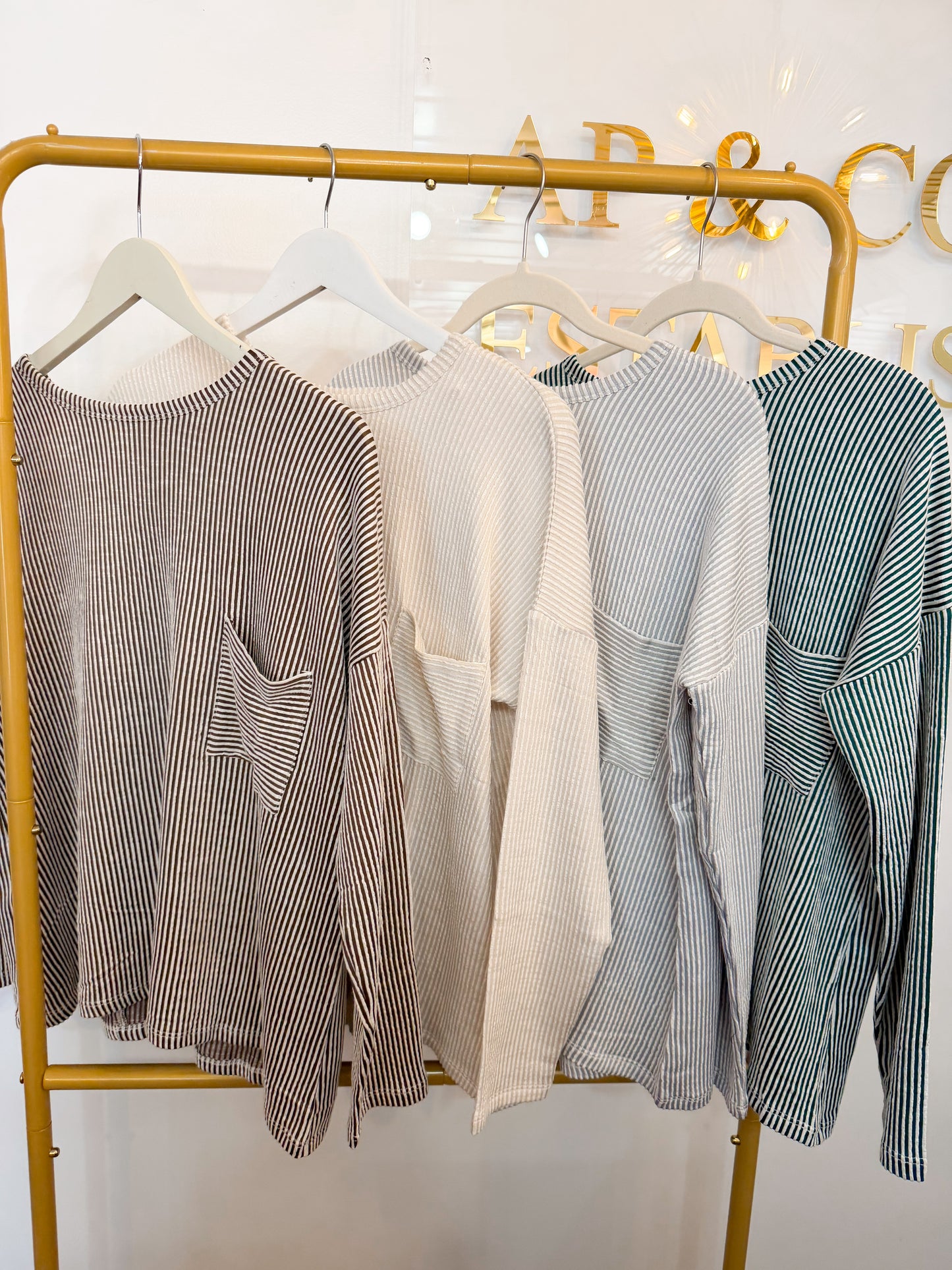 Ribbed Long Sleeve Top Green