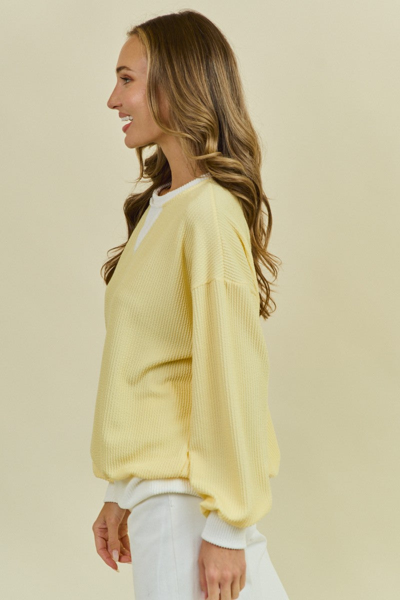 Lily Yellow Ribbed Top