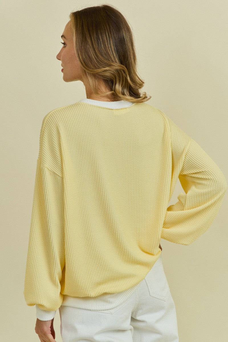 Lily Yellow Ribbed Top