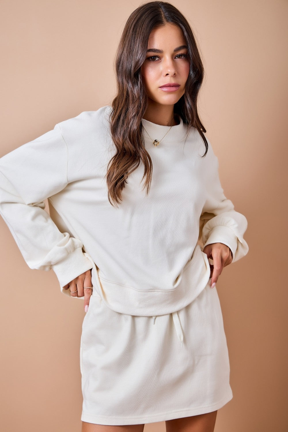 Dawn Mockneck Set Skort Ivory