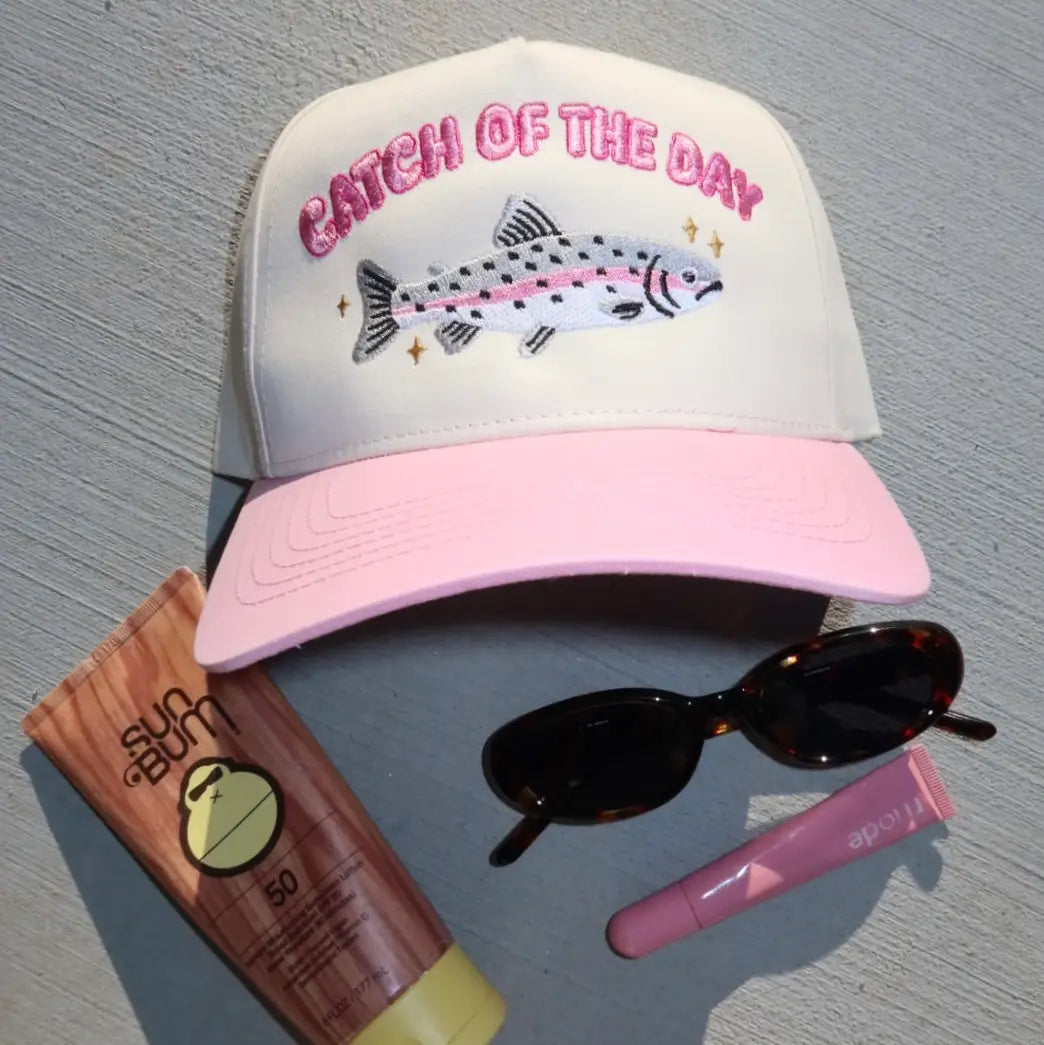 Catch of the Day Hat  Pink/ Beige