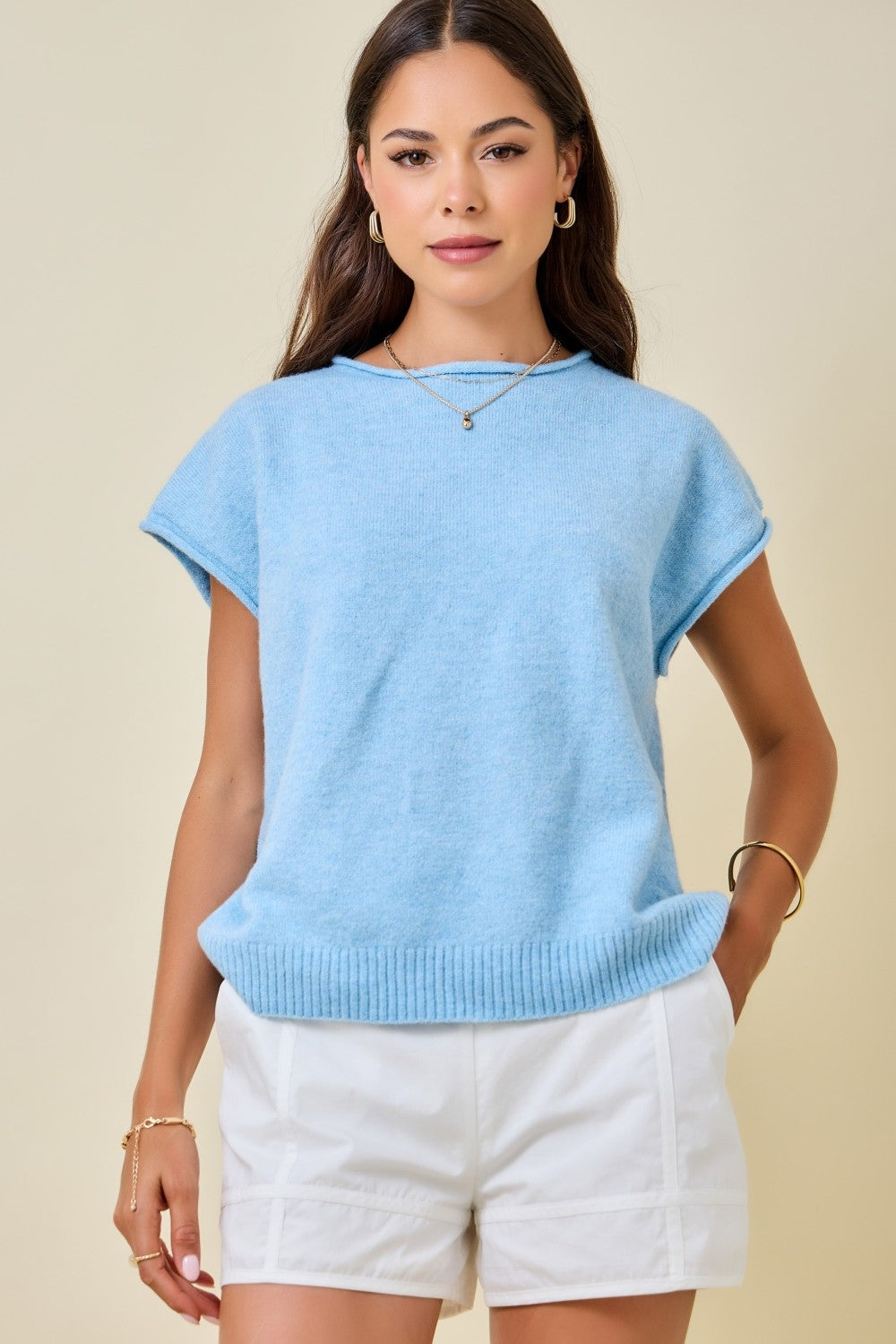 Diana Blue Cap Sleeve Sweater