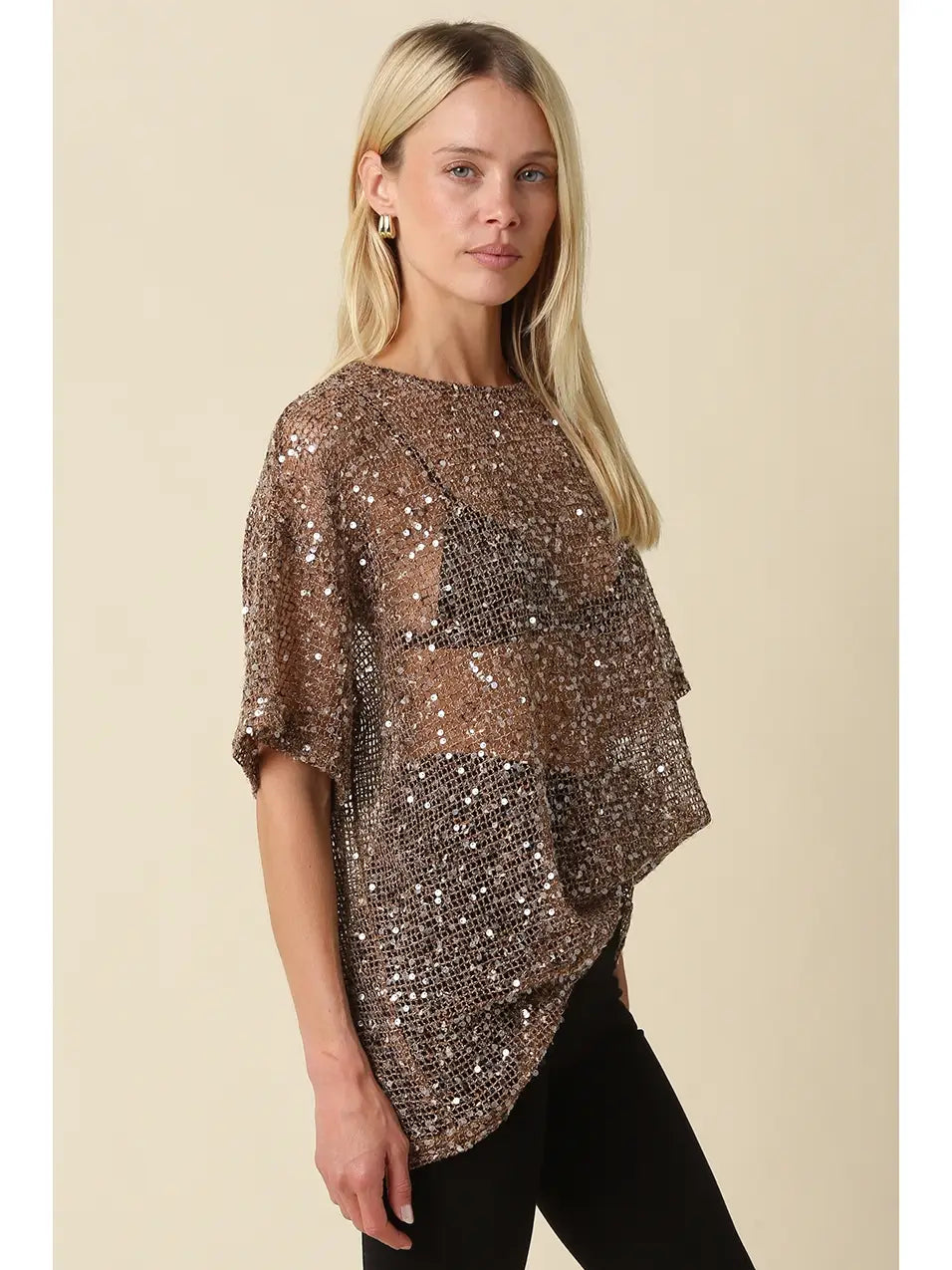 Rena Sequin Mesh Top