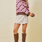 Donna Pink Striped Mockneck