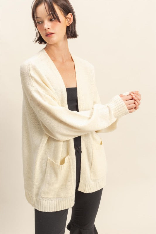 Haley Cardigan Sweater With Pockets Cream