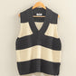 Harley Striped V-neck Side Slit Sweater Vest