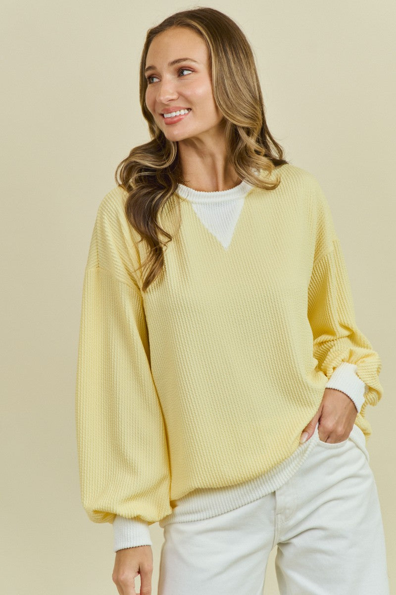 Lily Yellow Ribbed Top