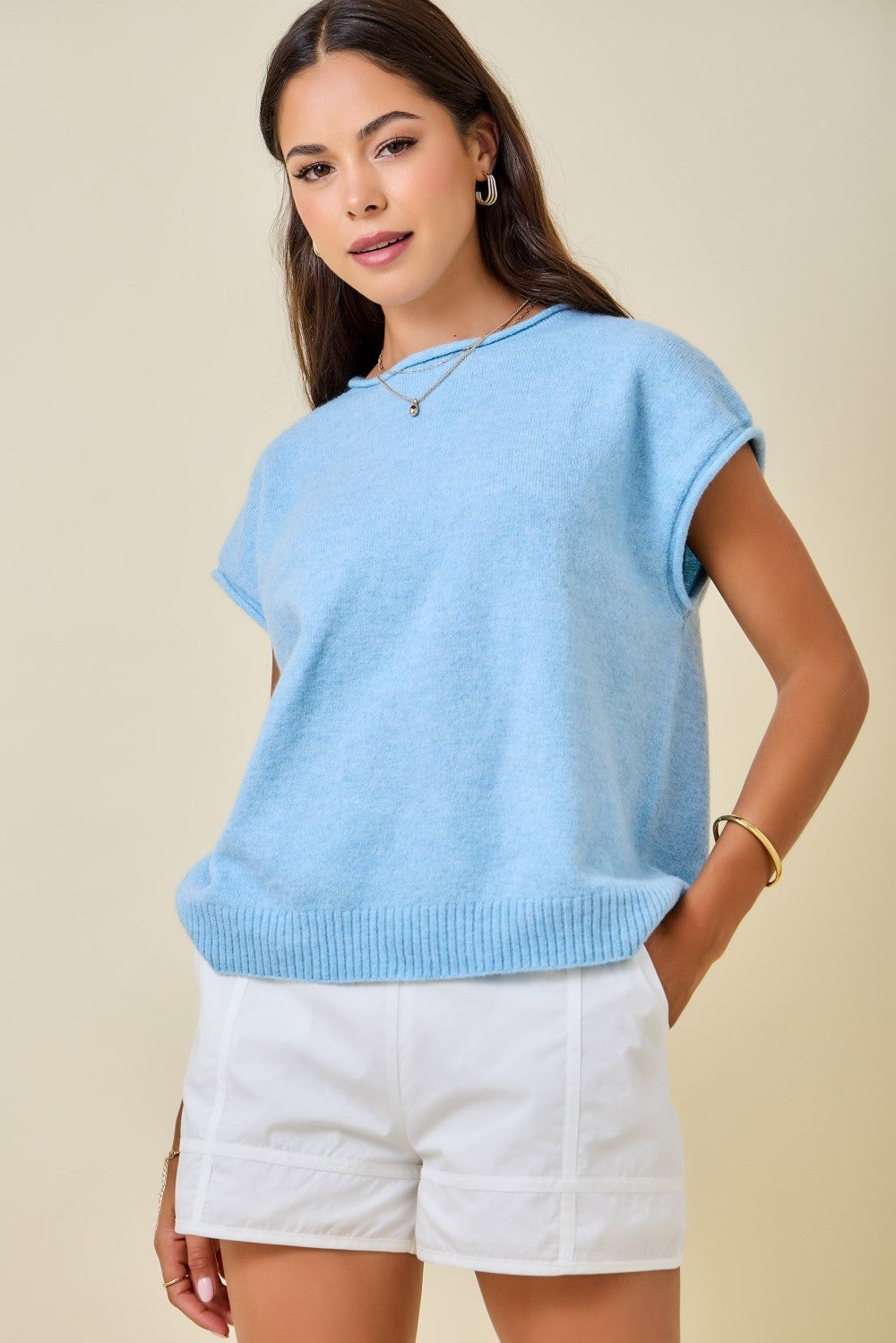Diana Blue Cap Sleeve Sweater