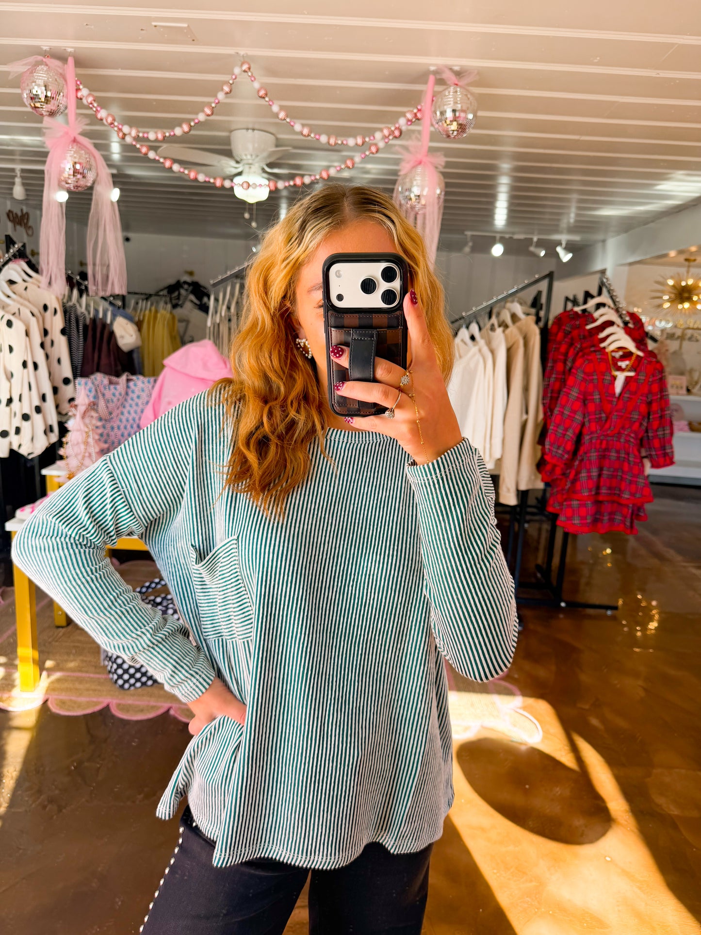 Ribbed Long Sleeve Top Green