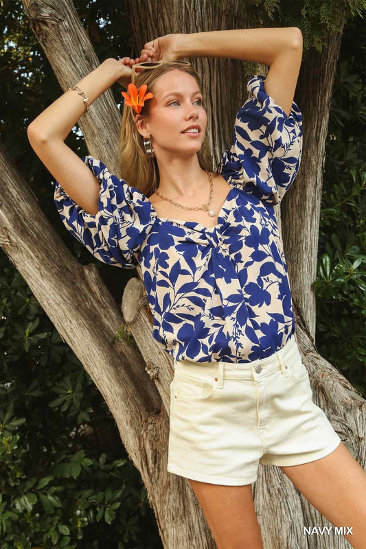 Gia Navy Mix Top