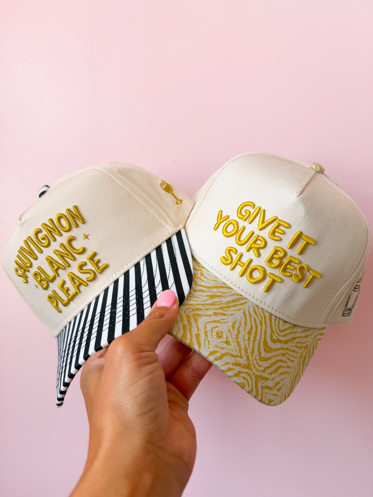 Sauvignon Blanc Please - Black & White Stripe Trucker Hat