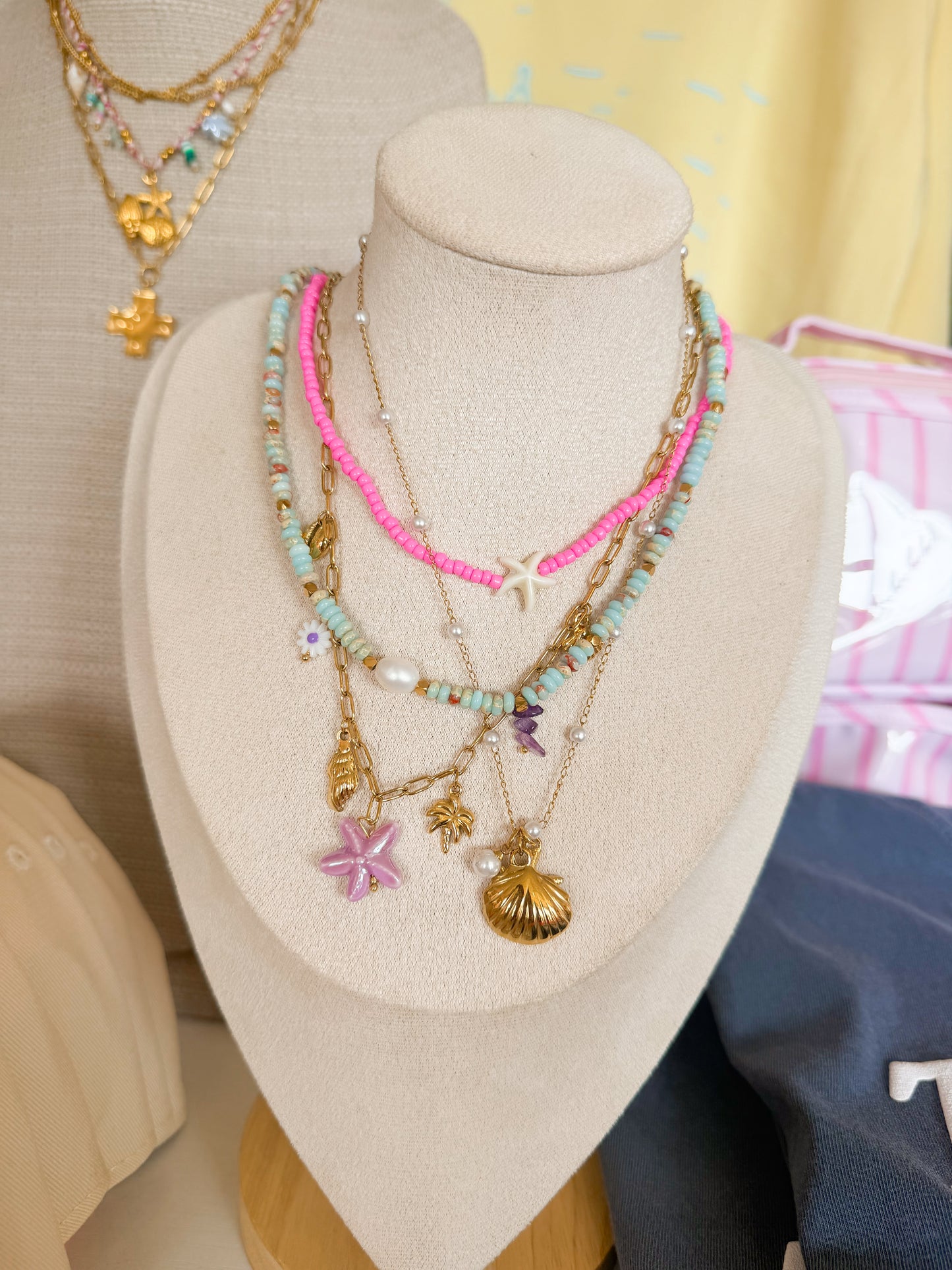 Piper 18K Gold Non-Tarnish Sea Star Beaded Necklace Pink