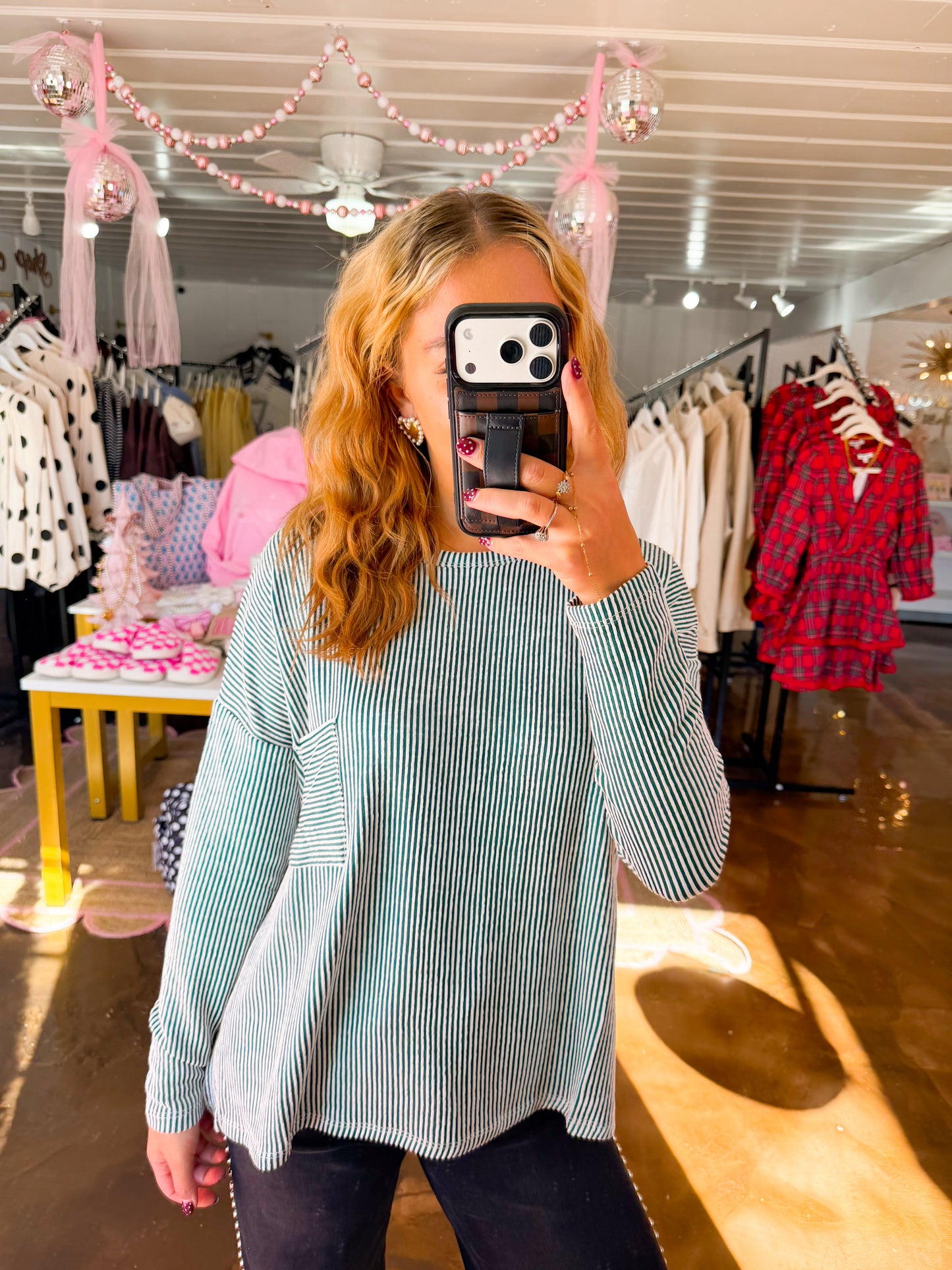 Ribbed Long Sleeve Top Green