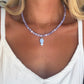 Purple Beads with Fish Necklace
