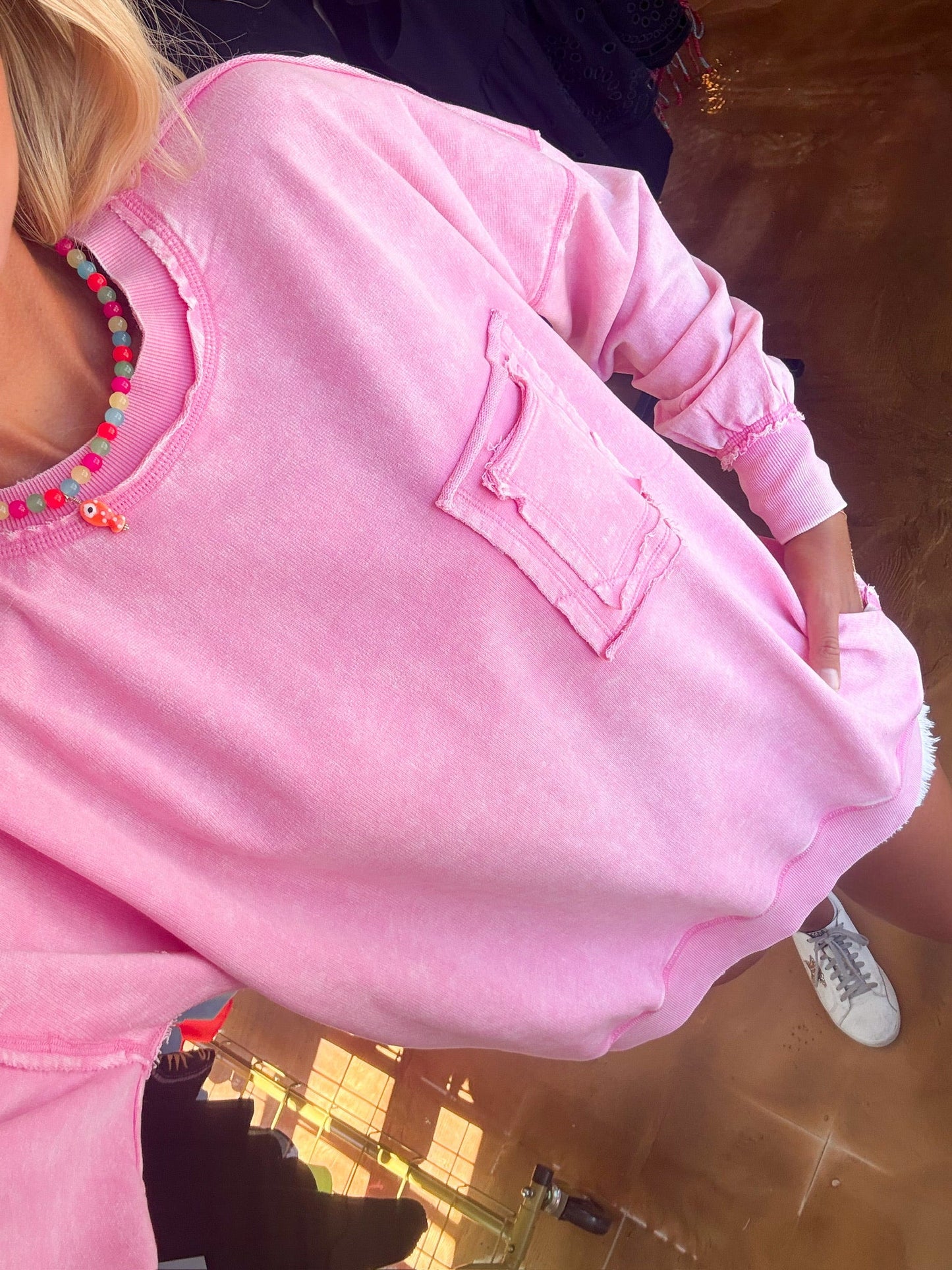 Acid Was Front Pocket Pullover mauve