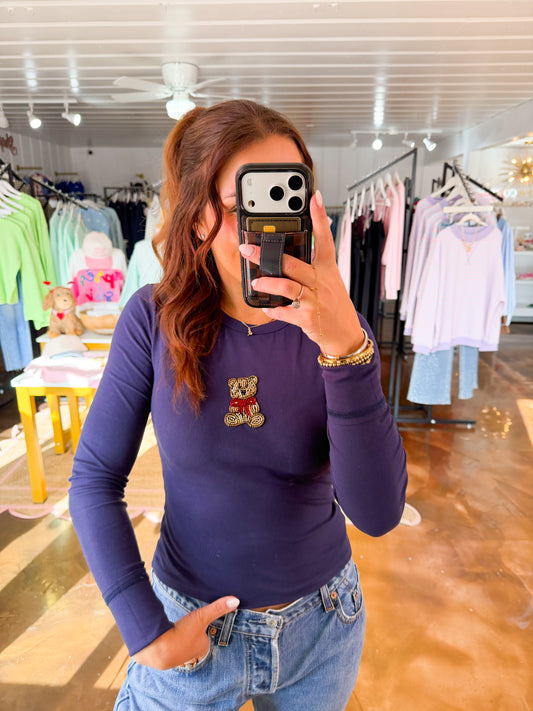 Polly Bear Navy Top
