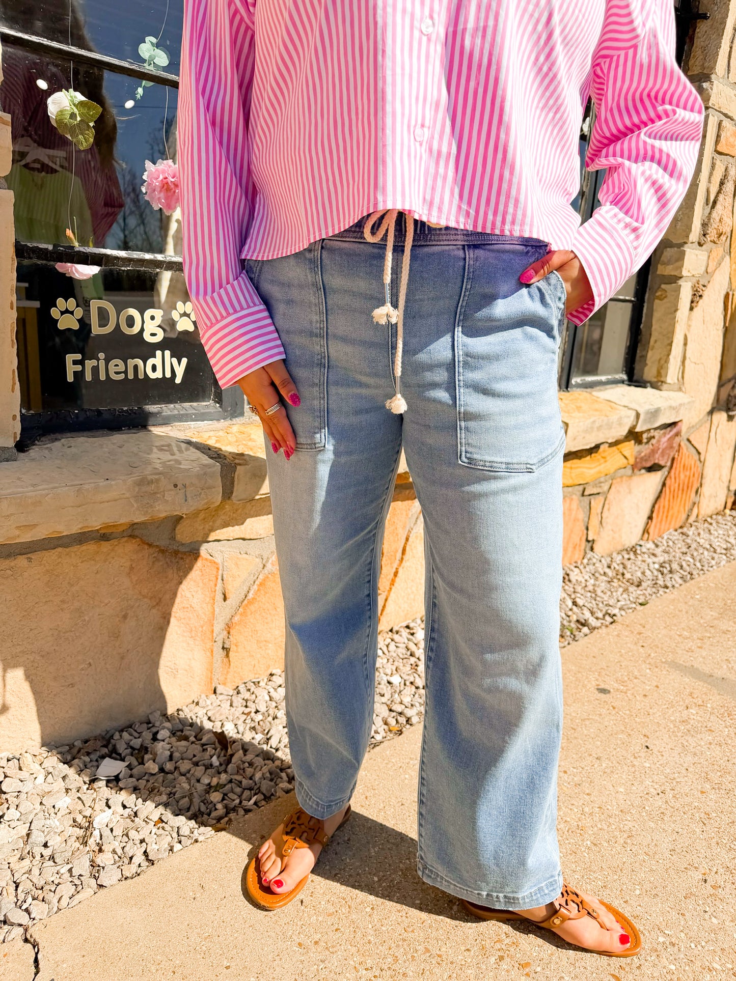 Risen Drawstring Medium Wash Denim