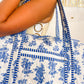 Blue Botanical Quilted Duffle Bag