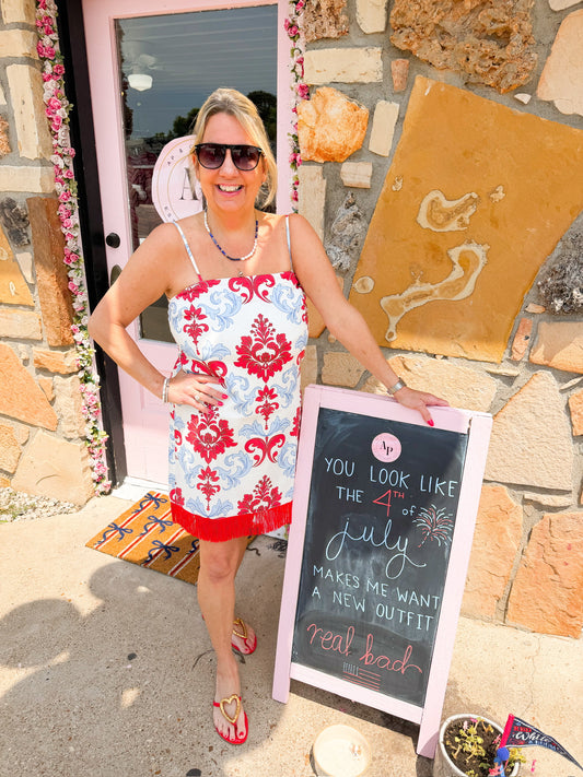 Talia Red Print Dress