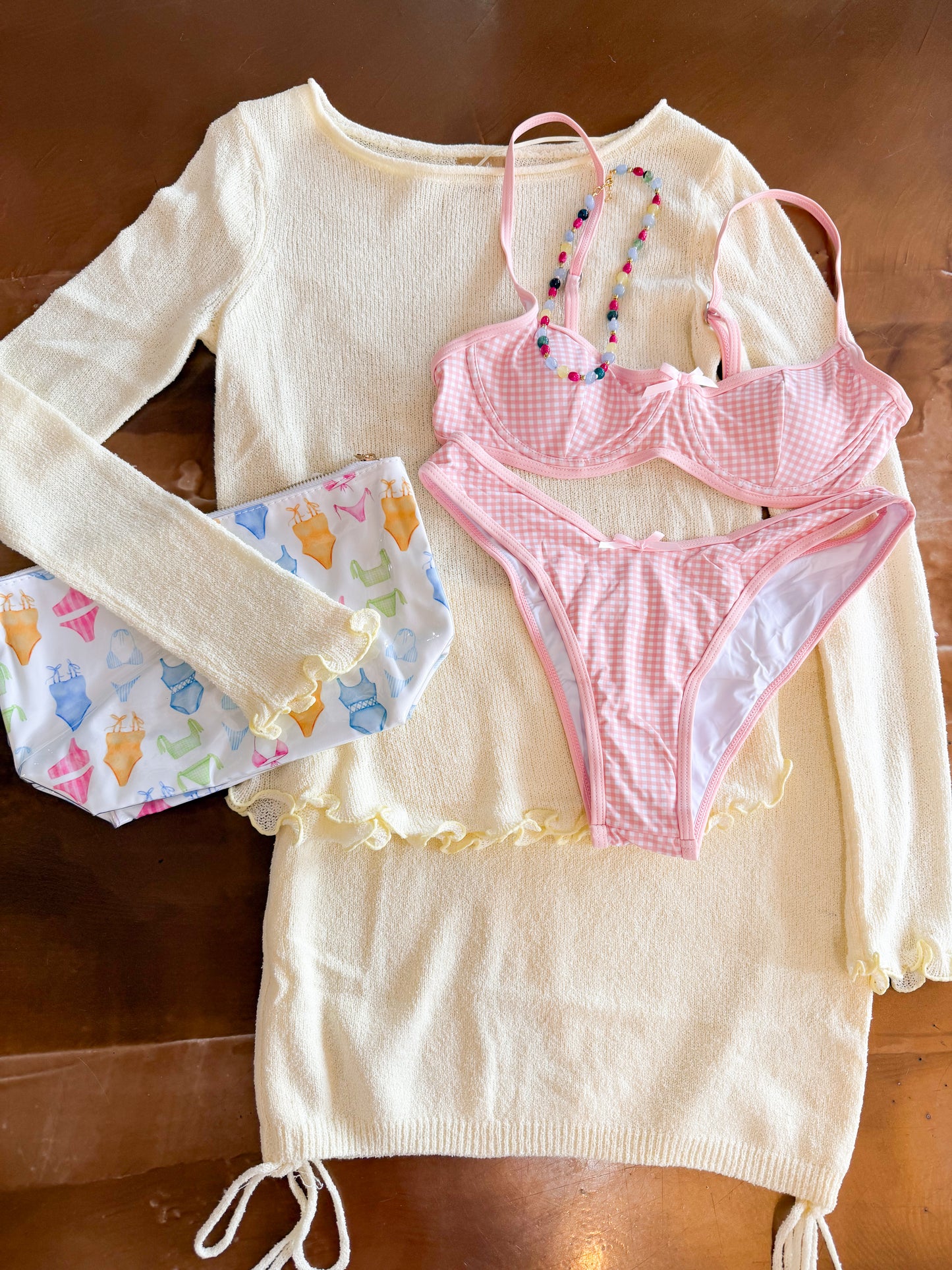 Seaside Picnic Pink Bikini Bottoms