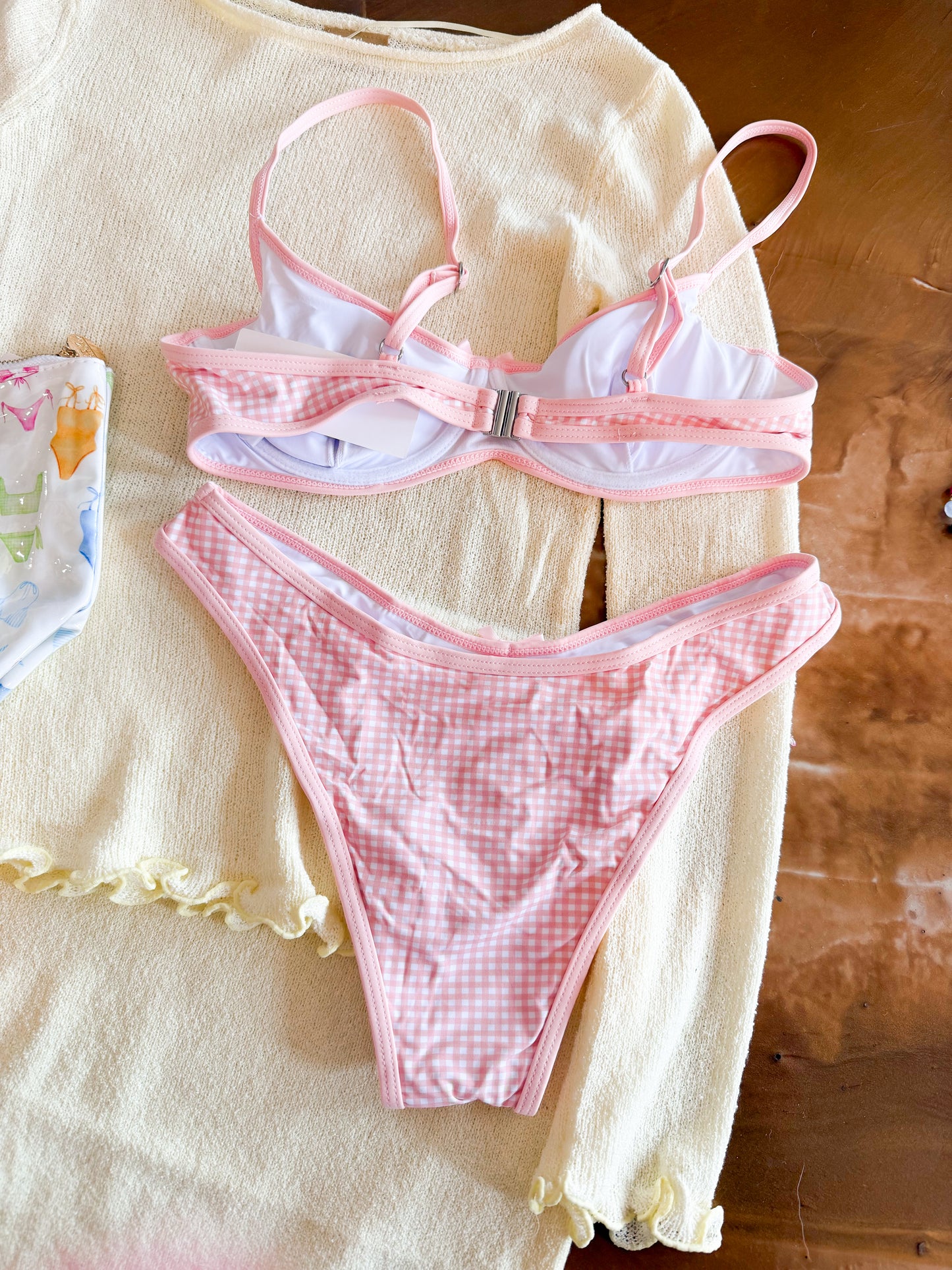 Seaside Picnic Pink Bikini Top