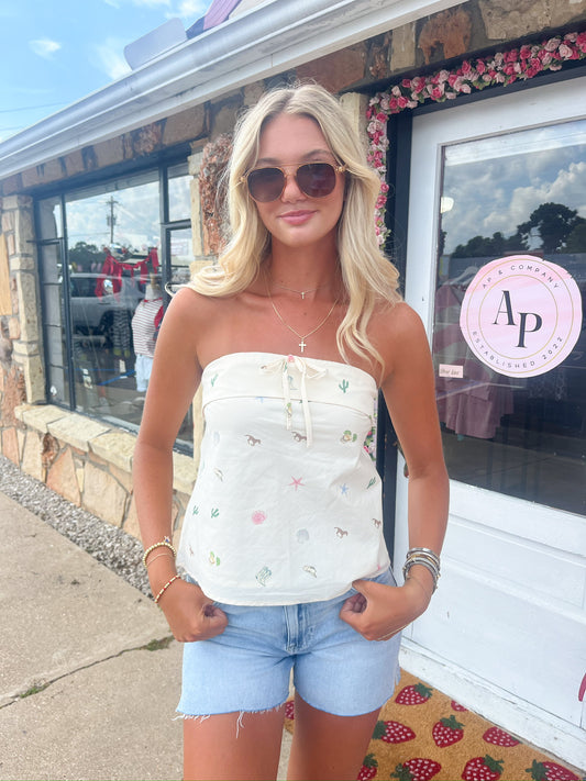 Lillian Strapless Cream Top