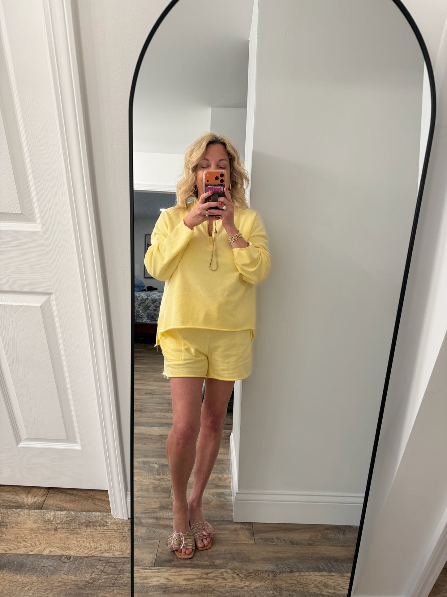 Offset Raw Edge Half-zip Set Bottoms