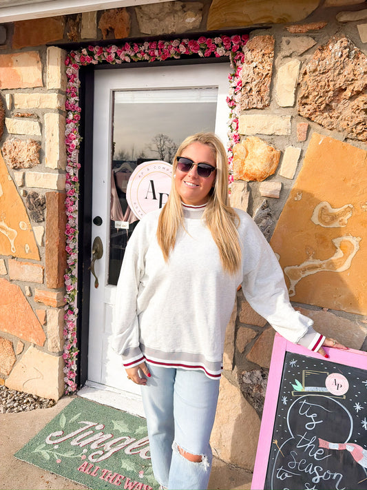 Brie Grey Striped Top