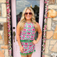 Floral Print Feather Trim Sleeveless Top