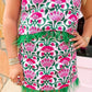 Floral Print Feather Trim Sleeveless Top